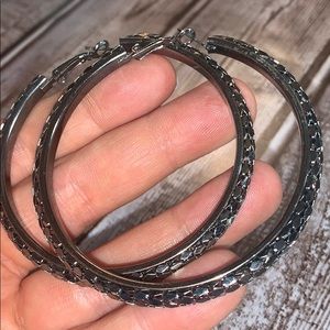 Gunmetal large hoop fashion earrings